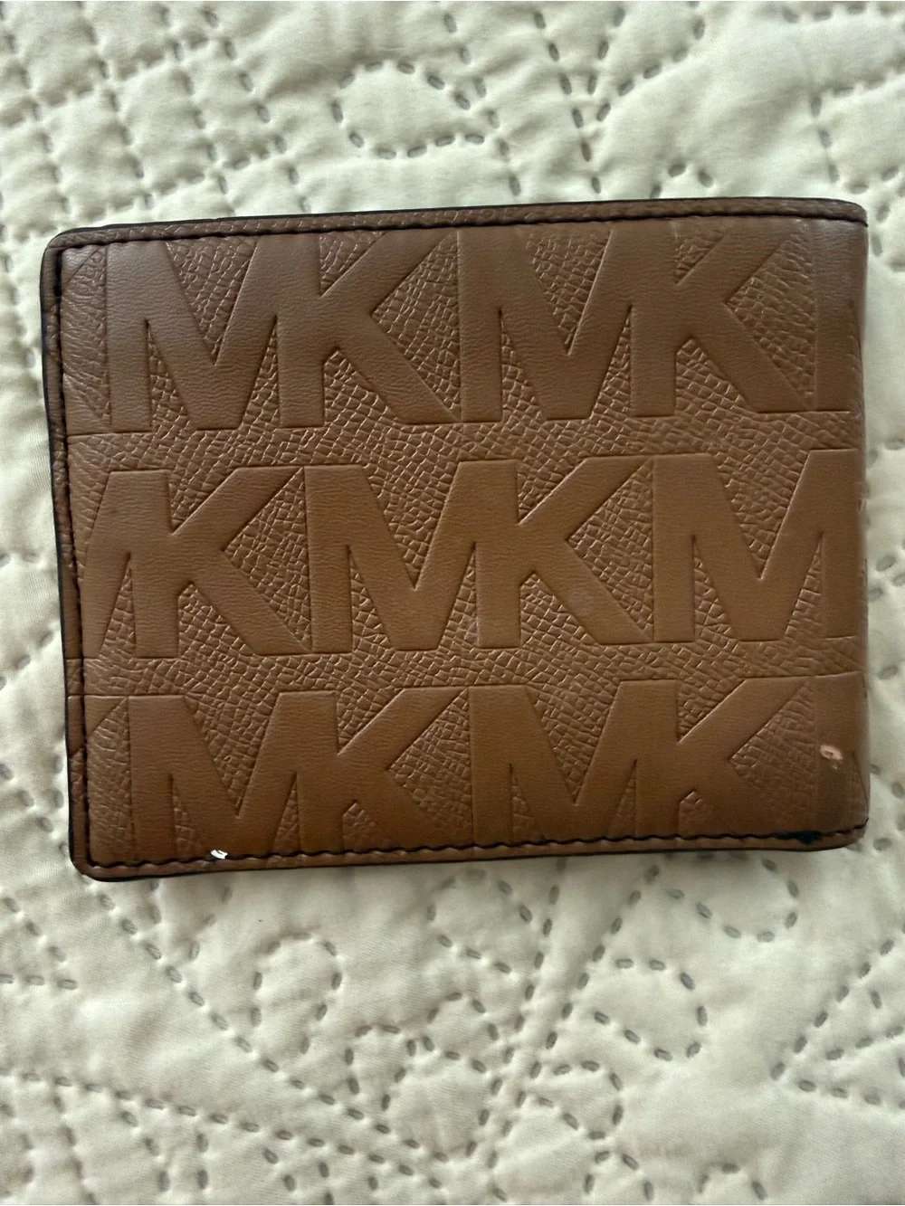 Michael Kors Tan Embossed MK Card Wallet